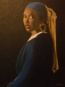 Girl with a Bamboo Earring – J. Darden 24 x 18 Oil on Canvas Panel