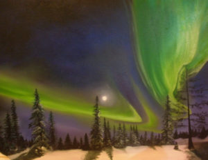 Winter Aurora – J. Darden 24 x 18 Oil on Canvas Panel