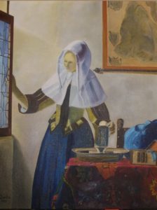 Woman with Pitcher (after Vermeer) – J. Darden 20 x 16 Oil on Canvas Panel